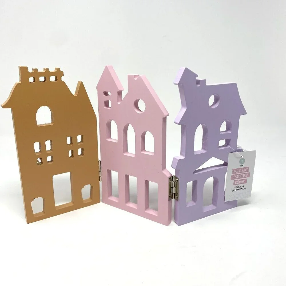 Target Halloween Pastel Tri Fold Out Tabletop Decor Houses Scene Spooky Village